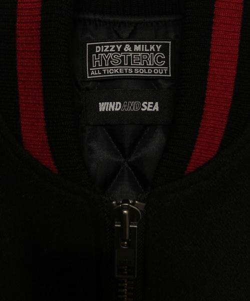 histeric（ヒステリック）histeric (ヒステリック) WIND AND SEA (ウィンダンシー) Varsity Jacket ブラック サイズ:Mの古着・服飾アイテム