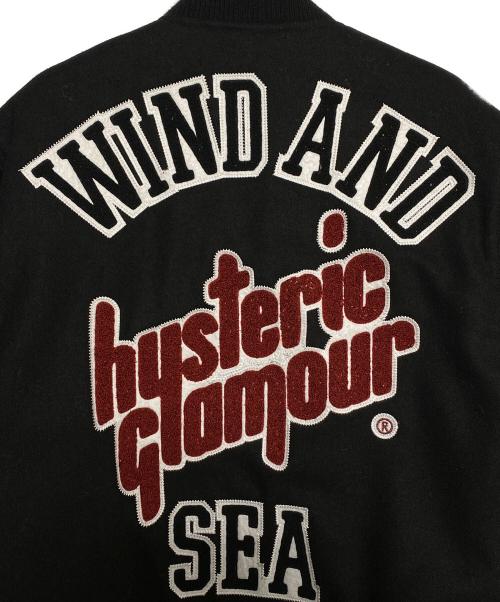 histeric（ヒステリック）histeric (ヒステリック) WIND AND SEA (ウィンダンシー) Varsity Jacket ブラック サイズ:Mの古着・服飾アイテム