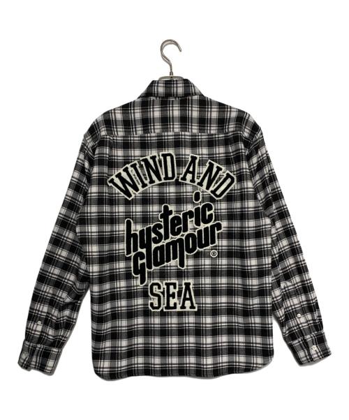 Hysteric Glamour（ヒステリックグラマー）Hysteric Glamour (ヒステリックグラマー) WIND AND SEA (ウィンダンシー) ネルシャツ ホワイト×ブラック サイズ:Mの古着・服飾アイテム