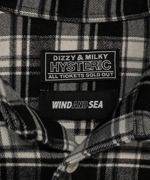 Hysteric Glamour（ヒステリックグラマー）Hysteric Glamour (ヒステリックグラマー) WIND AND SEA (ウィンダンシー) ネルシャツ ホワイト×ブラック サイズ:Mの古着・服飾アイテム