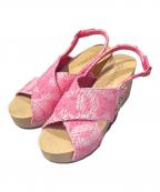 CHANELシャネル）の古着「Pink Wood wedge Sandals/ウッドソールサンダル」｜ピンク
