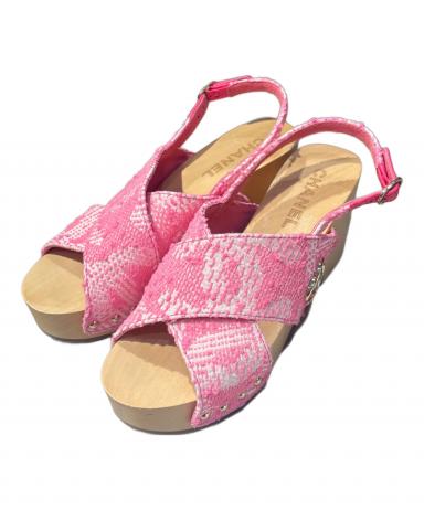 中古・古着通販】CHANEL (シャネル) Pink Wood wedge Sandals/ウッド