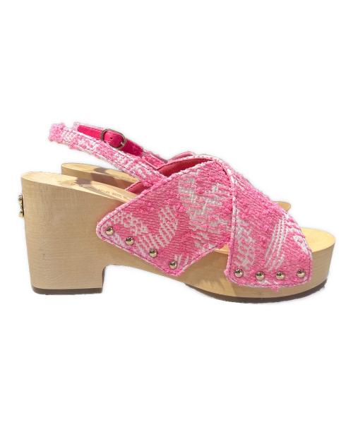 CHANEL（シャネル）CHANEL (シャネル) Pink Wood wedge Sandals/ウッドソールサンダル ピンク サイズ:37の古着・服飾アイテム