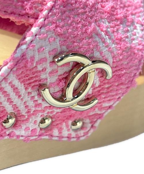 CHANEL（シャネル）CHANEL (シャネル) Pink Wood wedge Sandals/ウッドソールサンダル ピンク サイズ:37の古着・服飾アイテム