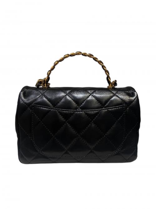 CHANEL（シャネル）CHANEL (シャネル) トップハンドルチェーンショルダーバッグ ブラックの古着・服飾アイテム
