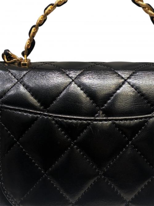 CHANEL（シャネル）CHANEL (シャネル) トップハンドルチェーンショルダーバッグ ブラックの古着・服飾アイテム