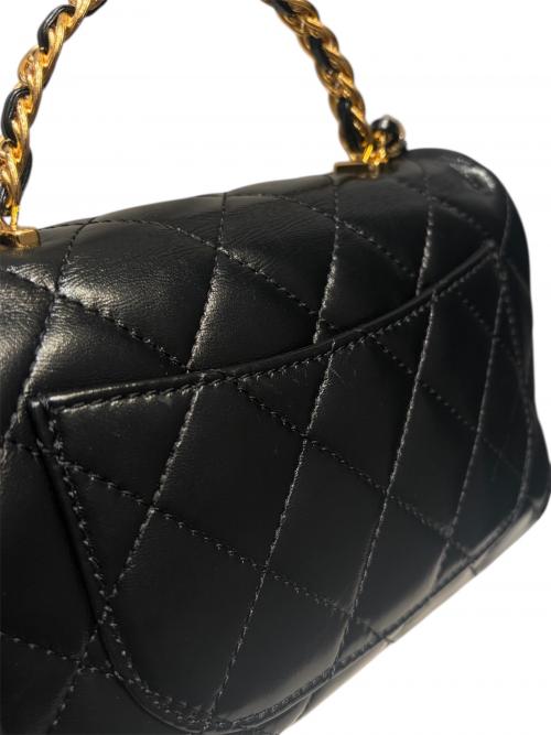 CHANEL（シャネル）CHANEL (シャネル) トップハンドルチェーンショルダーバッグ ブラックの古着・服飾アイテム
