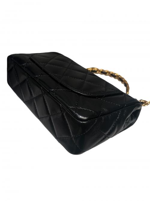 CHANEL（シャネル）CHANEL (シャネル) トップハンドルチェーンショルダーバッグ ブラックの古着・服飾アイテム