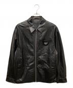 PRADAプラダ）の古着「レザージップアップジャケット　UPW412 1WDV」｜ブラック