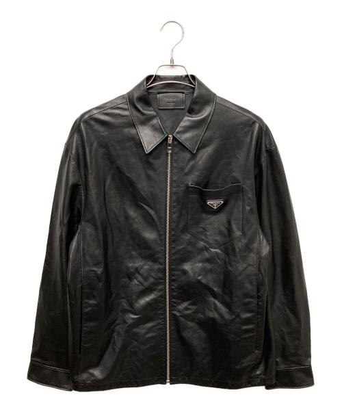 PRADA（プラダ）PRADA (プラダ) レザージップアップジャケット　UPW412 1WDV ブラック サイズ:46の古着・服飾アイテム
