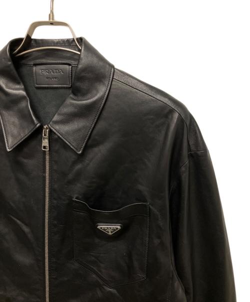 PRADA（プラダ）PRADA (プラダ) レザージップアップジャケット　UPW412 1WDV ブラック サイズ:46の古着・服飾アイテム