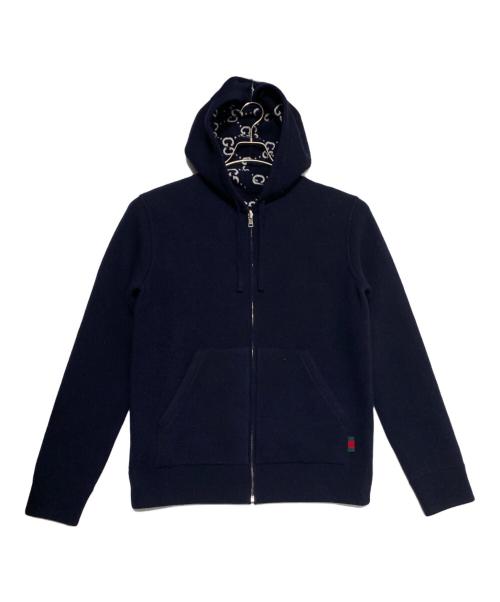 GUCCI（グッチ）GUCCI (グッチ) Reversible GG wool hoodie zip jacket ネイビー サイズ:Sの古着・服飾アイテム