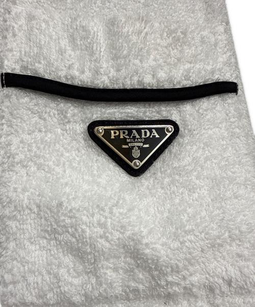 PRADA（プラダ）PRADA (プラダ) Terry Bowling Shirt/トライアングルロゴプレートパイルシャツ ホワイト サイズ:Mの古着・服飾アイテム