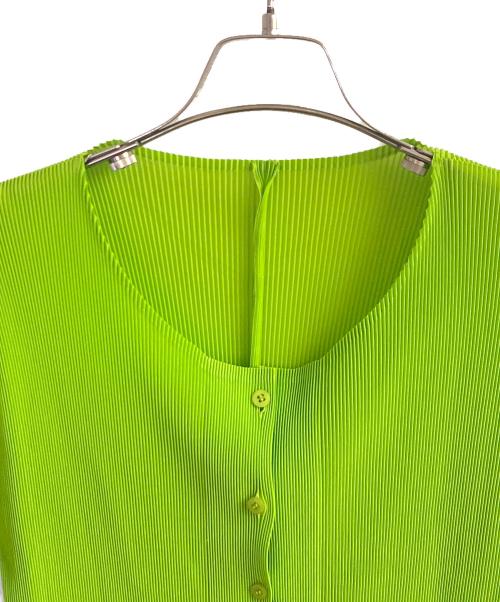 PLEATS PLEASE（プリーツプリーズ）PLEATS PLEASE (プリーツプリーズ) プリーツカーディガン 黄緑 サイズ:3の古着・服飾アイテム