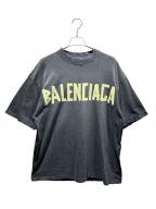 BALENCIAGAバレンシアガ）の古着「テープロゴダメージTシャツ/739784 T0VA9」｜ネイビー