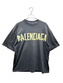 BALENCIAGA（バレンシアガ）の古着「テープロゴダメージTシャツ/739784 T0VA9」｜ネイビー