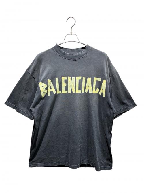 BALENCIAGA（バレンシアガ）BALENCIAGA (バレンシアガ) テープロゴダメージTシャツ/739784 T0VA9 ネイビー サイズ:Mの古着・服飾アイテム