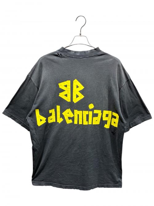 BALENCIAGA（バレンシアガ）BALENCIAGA (バレンシアガ) テープロゴダメージTシャツ/739784 T0VA9 ネイビー サイズ:Mの古着・服飾アイテム
