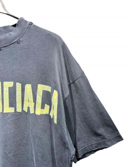BALENCIAGA（バレンシアガ）BALENCIAGA (バレンシアガ) テープロゴダメージTシャツ/739784 T0VA9 ネイビー サイズ:Mの古着・服飾アイテム