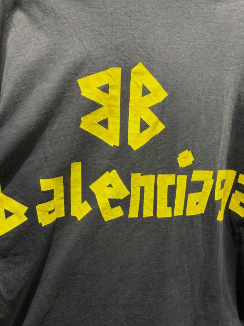 BALENCIAGA（バレンシアガ）BALENCIAGA (バレンシアガ) テープロゴダメージTシャツ/739784 T0VA9 ネイビー サイズ:Mの古着・服飾アイテム