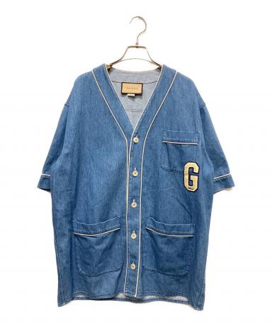 中古・古着通販】GUCCI (グッチ) ベースボールデニムシャツ/半袖シャツ