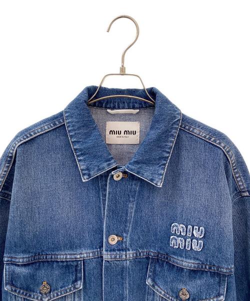 MIU MIU（ミュウミュウ）MIU MIU (ミュウミュウ) ロゴデニムジャケット インディゴ サイズ:44の古着・服飾アイテム