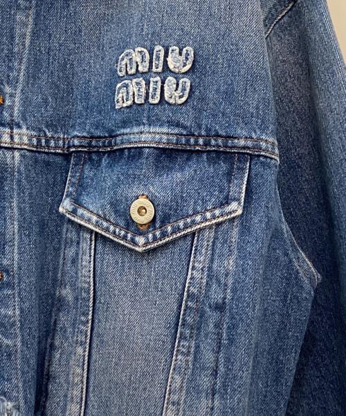 MIU MIU（ミュウミュウ）MIU MIU (ミュウミュウ) ロゴデニムジャケット インディゴ サイズ:44の古着・服飾アイテム