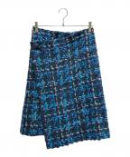 DRAWERドゥロワー）の古着「BLUE ツイードスカート」｜ブルー