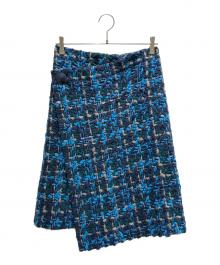 DRAWER（ドゥロワー）の古着「BLUE ツイードスカート」｜ブルー