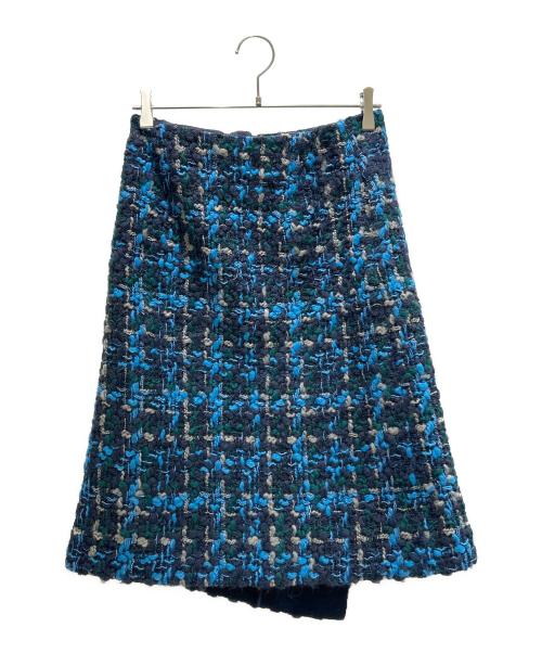 DRAWER（ドゥロワー）DRAWER (ドゥロワー) BLUE ツイードスカート ブルー サイズ:36の古着・服飾アイテム