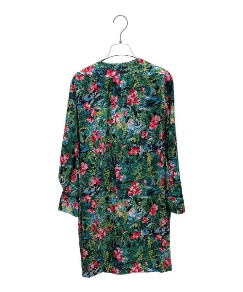 DRAWER（ドゥロワー）DRAWER (ドゥロワー) 花柄シルクワンピース グリーン サイズ:36の古着・服飾アイテム