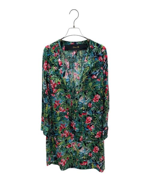 DRAWER（ドゥロワー）DRAWER (ドゥロワー) 花柄シルクワンピース グリーン サイズ:36の古着・服飾アイテム