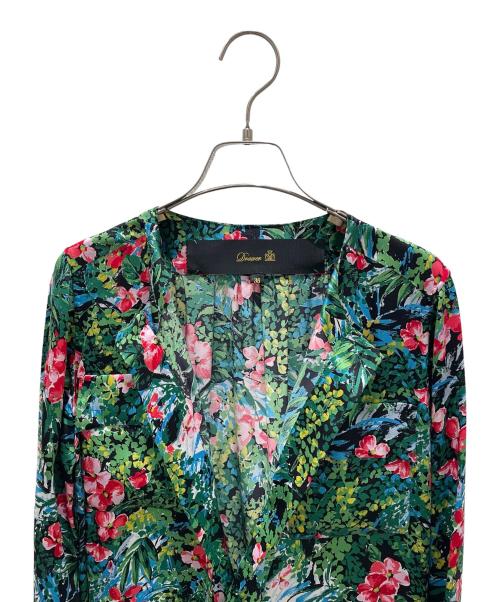 DRAWER（ドゥロワー）DRAWER (ドゥロワー) 花柄シルクワンピース グリーン サイズ:36の古着・服飾アイテム