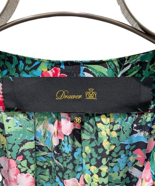 DRAWER（ドゥロワー）DRAWER (ドゥロワー) 花柄シルクワンピース グリーン サイズ:36の古着・服飾アイテム