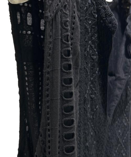 ne quittez pas（ヌキテパ）ne quittez pas (ヌキテパ) STRIPE CUTWORK EMBROIDERY 010551GY5 ブラック サイズ:Sの古着・服飾アイテム