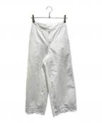 ne quittez pasヌキテパ）の古着「Poplin Dobby Hem Lace Pants/裾レースワイドパンツ」｜ホワイト