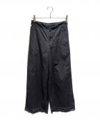 ne quittez pasヌキテパ）の古着「Poplin Dobby Hem Lace Pants/裾レースワイドパンツ」｜ブラック