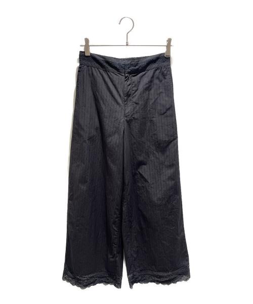 ne quittez pas（ヌキテパ）ne quittez pas (ヌキテパ) Poplin Dobby Hem Lace Pants/裾レースワイドパンツ ブラック サイズ:Mの古着・服飾アイテム