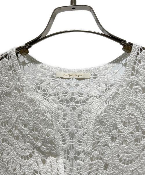 ne quittez pas（ヌキテパ）ne quittez pas (ヌキテパ) Cotton Jacquard Lace Yoke Top スリーブ レース ペプラム ジレ/010252WJ1 ホワイト サイズ:FREEの古着・服飾アイテム