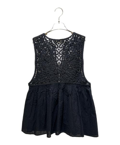 ne quittez pas（ヌキテパ）ne quittez pas (ヌキテパ) Cotton Jacquard Lace Yoke Top/コットンジャカード レースヨークトップ/010252WJ1 ブラック サイズ:FREEの古着・服飾アイテム