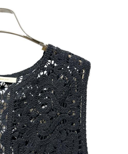 ne quittez pas（ヌキテパ）ne quittez pas (ヌキテパ) Cotton Jacquard Lace Yoke Top/コットンジャカード レースヨークトップ/010252WJ1 ブラック サイズ:FREEの古着・服飾アイテム