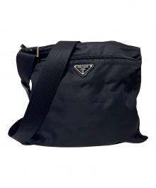 PRADA（プラダ）の古着「トライアングルロゴショルダーバッグ/BT175Z」｜ブラック