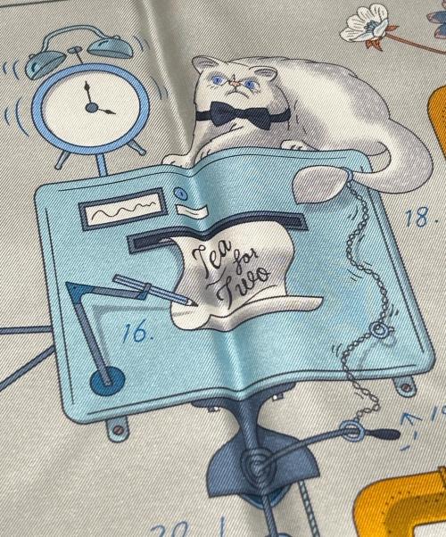 HERMES（エルメス）HERMES (エルメス) Carre 90/カレ 90/Tea for Two/ティーフォートゥー スカイブルー サイズ:90の古着・服飾アイテム