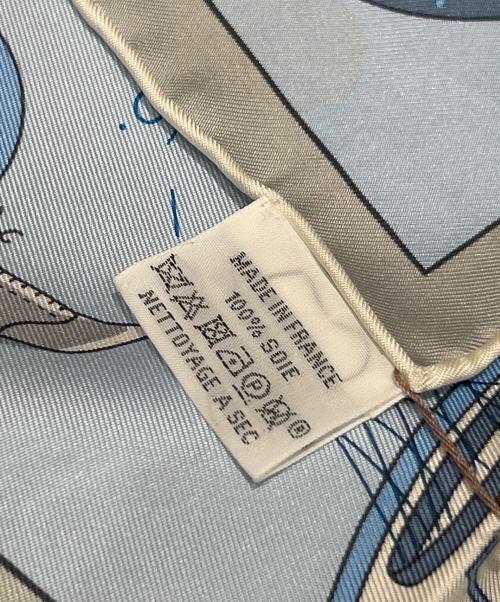 HERMES（エルメス）HERMES (エルメス) Carre 90/カレ 90/Tea for Two/ティーフォートゥー スカイブルー サイズ:90の古着・服飾アイテム