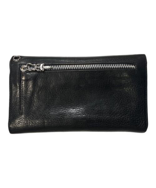 CHROME HEARTS（クロムハーツ）CHROME HEARTS (クロムハーツ) WAVE CROSS BTN/クロスボタン ウェーブウォレット/ロングウォレット ブラックの古着・服飾アイテム