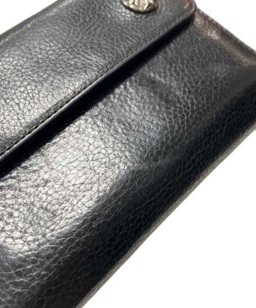 CHROME HEARTS（クロムハーツ）CHROME HEARTS (クロムハーツ) WAVE CROSS BTN/クロスボタン ウェーブウォレット/ロングウォレット ブラックの古着・服飾アイテム