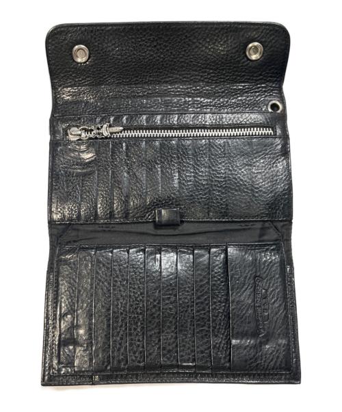 CHROME HEARTS（クロムハーツ）CHROME HEARTS (クロムハーツ) WAVE CROSS BTN/クロスボタン ウェーブウォレット/ロングウォレット ブラックの古着・服飾アイテム