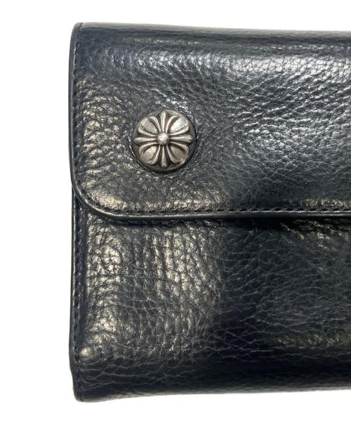 CHROME HEARTS（クロムハーツ）CHROME HEARTS (クロムハーツ) WAVE CROSS BTN/クロスボタン ウェーブウォレット/ロングウォレット ブラックの古着・服飾アイテム