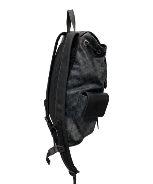 GUCCI（グッチ）GUCCI (グッチ) GGスプリーム レザーバックパック ネイビーの古着・服飾アイテム