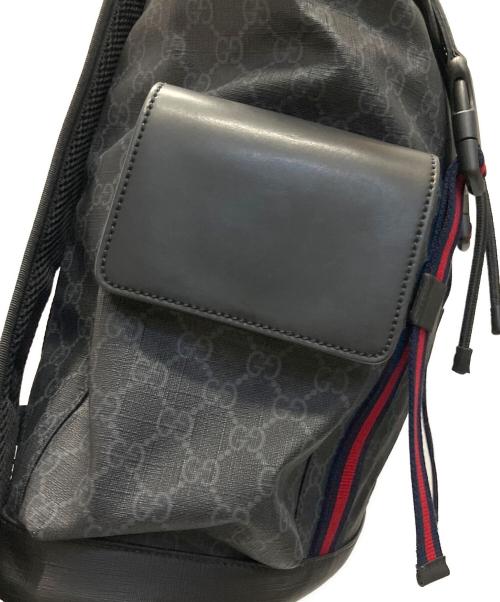 GUCCI（グッチ）GUCCI (グッチ) GGスプリーム レザーバックパック ネイビーの古着・服飾アイテム